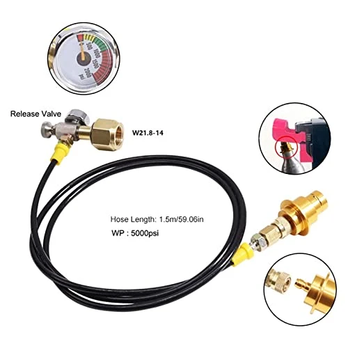 Soda Machine Adapter Hose Kit,1.5m Black Hose With Gold Male Adapter Pressure Gauge Soda Maker Direct Connector Hose Adapter Kit For Soda Machine 5 Soda Machine Adapter Hose Kit,1.5m Black Hose With Gold Male Adapter Pressure Gauge Soda Maker Direct Connector Hose Adapter Kit For Soda Machine - Image 3
