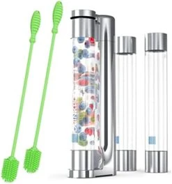 Fizzpod Soda Maker Home Soda Carbonation | Fizzy Bubbly Drink Machine With 3 PET Bottles, 3 Caps, 1 Carbonator Cap And Manual | Make Homemade Sparkle Water, Juice, Coffee, Tea And Cocktail Drinks With Fruit (Silver+C02) -Wilton Shop 4171sfps2RL. AC