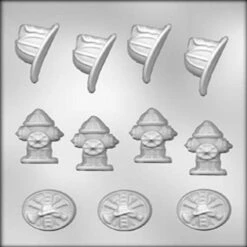 Fireman's Hat, Fire Hydrant, And Equipment Chocolate Mold