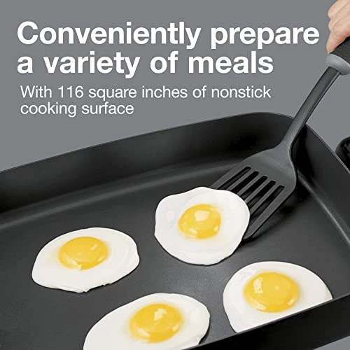 Electric Skillet With Lid, 116 Sq. In. Nonstick Cooking Surface For Frying, Sauteing, Simmering And Braising, Adjustable Temp 200° To 400° F, Black (38526PS) 3 Electric Skillet With Lid, 116 Sq. In. Nonstick Cooking Surface For Frying, Sauteing, Simmering And Braising, Adjustable Temp 200° To 400° F, Black (38526PS)