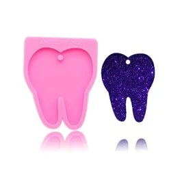 Dentists Doctor Medical Tooth Shaped Keychain Silicone Mold With Hole DIY Gum Paste Crystal Cupcake Cake Topper Decoration Fondant Mold Jelly Shots Ice Cream Candy Desserts Pudding