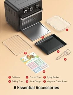 Ir Fryer, Paris Rhône 14.8 Quart Toaster Oven, 5-in-1 Convection Oven For 4-Slice Toast, 9-inch Pizza, Knob-Controlled Kitchen Countertop Appliance With 6 Accessories, Dishwasher Safe -Wilton Shop 417Br2kd0wL