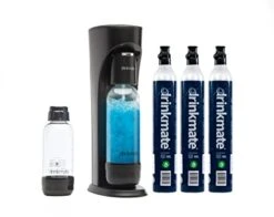 Mate OmniFizz Sparkling Water And Soda Maker, Carbonates Any Drink, ULTIMATE BUNDLE With CO2 And BPA Free Bottles (Matte Black)