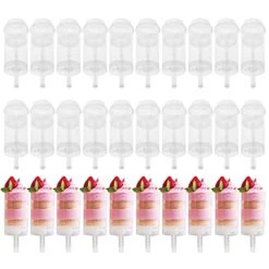 30 Pack Cake Pop Shooter, Round Plastic Jelly Ice Cream Push-up Containers With Lids Base And Stick For Dessert, Confetti Push Pop Shooters For Wedding