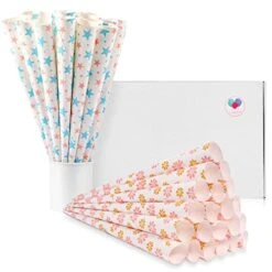 Premium Cotton Candy Cones 50 Pack Pastel Stripes - Candy Park Multicolor Paper Cones - For Cotton Candy Machines & Candy Floss Sugar - Celebrations & Party Supplies -Wilton Shop 417RKwS9DL
