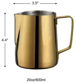 Milk Frothing Pitcher 20oz Stainless Steel Cup Perfect For Latte Art,Espresso Maker,Cappuccino Maker-18/8 Stainless Steel Milk Frother Pitcher Steaming Pitcher Rose Golden Color 600ml -Wilton Shop 417TxseHkbL