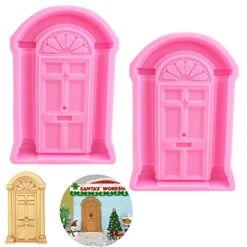 Uckycivia 2 Pack Door Window Silicone Mold, Door Shape Baking Mold For Frame Cakes Border Pattern Fondant Decorating Baking Chocolate Candy