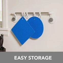 Trivets For Hot Dishes - Hot Pads For Kitchen, Silicone Pot Holders For Hot Pots And Pans, Silicone Mats For Kitchen Countertops, Table, Flexible Easy To Wash And Dry, True Blue -Wilton Shop 417Z2OFTS8L