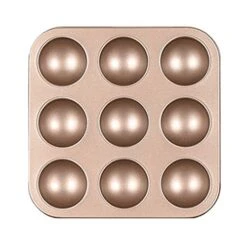 Cups Half Tray Steel 9 Non-stick Ball Cupcake Metal Cupcake Cake Mould Sponge Cake Tin(Multicolor)