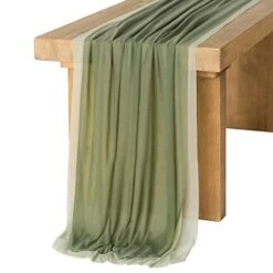 Sage Green & Campsite Chiffon Like Table Runner 30" X 120" (Set Of 2) For Sweetheart Table Wedding Party Bridal Shower Decoration