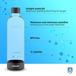PHILIPS Sparkling Water Maker Soda Maker Soda Streaming Machine For Carbonating With 1L Carbonating Bottle & Carbonating Bottles, 1L Twin Pack Reusable PET Sparkling Water Bottles Compatible -Wilton Shop 417h3PgynXL