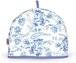 Tea Cozy For Teapot 100% Cotton Extra Thick Wadding, Tea Cosy British - Designed In England - Insulated Large Teapot Cozy Fits 1 To 6 Cup - Vintage Blue Floral -Wilton Shop 417ky9Cb4L. AC