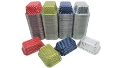 Disposable Aluminum Mini 6 Ounce Individual Sized Loaf Pans #4004 Color & Lid Options (Gold Polka Dot- No Lids, 100)