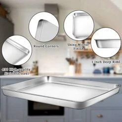 Aking Sheet Rack Set (3 Sheets + 3 Racks + 1 Silicone Baking Mats), Stainless Steel Baking Pan Cookie Sheet With Rack And Silicone Pad For Baking Use, Rust Free, Easy Clean, Dishwasher Safe -Wilton Shop 4181OpLEuVL
