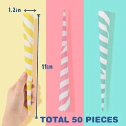 Premium Cotton Candy Cones 50 Pack Pastel Stripes - Candy Park Multicolor Paper Cones - For Cotton Candy Machines & Candy Floss Sugar - Celebrations & Party Supplies -Wilton Shop 418EZonVzFL