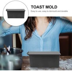 Bread Loaf Pan With Lid, Non- Stick Bread Pan Stainless Steel Toast Pan For Baking Bread, Black Bread Toast Loaf Baking Pans Loaf Bakeware For Oven Baking ( 450g ) Loaf Baking Pans 11 Bread Loaf Pan With Lid, Non- Stick Bread Pan Stainless Steel Toast Pan For Baking Bread, Black Bread Toast Loaf Baking Pans Loaf Bakeware For Oven Baking ( 450g ) Loaf Baking Pans -Wilton Shop 418EokZIurS