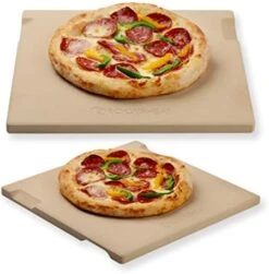 Pizza Stone 12in X 15in Rectangular Baking & Grilling Stone, Perfect For Oven, BBQ And Grill. Innovative Double - Faced Built - In 4 Handles Design -Wilton Shop 418EshSLSL. AC