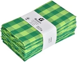 20"x20" Cloth Napkins Set Of 12 Cotton, Dinner Napkins Cloth Washable, Buffalo Plaid Checks Premium Over Sized Blue With Mitered Corners, Ultra Soft, Durable Hotel Quality Red/Blue/White July 4th -Wilton Shop 418GyPdDML. AC