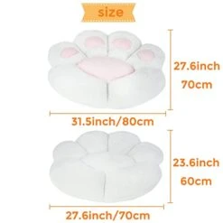 Comfy Chair Cushion Plush Cat Paw Cushion Lazy Sofa Seat Cushion Cozy Floor Cushion Seat Pillow Gift For Girl (70 * 60cm, White)
