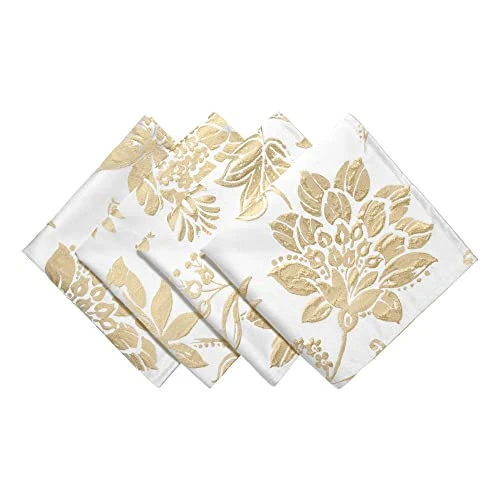 And Mill Luxury Cloth Napkins 18 X 18 Inches, Elegant Damask Golden Floral Leaves Soft Durable Washable Dinner Fabric Napkin For Every Day Use Dining Table Decorations(Cream, Set Of 4) 3 And Mill Luxury Cloth Napkins 18 X 18 Inches, Elegant Damask Golden Floral Leaves Soft Durable Washable Dinner Fabric Napkin For Every Day Use Dining Table Decorations(Cream, Set Of 4)