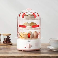 HALOU Household Small Electric Steamer, Multi-Function Three-Layer Steamed Buns, Multilayer Transparent Electric Steamer, Mini Small Steamer -Wilton Shop 418Um5CehoL 1