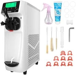 Commercial Ice Cream Maker Machine For Home,3.2 To 4.2 Gal/H Soft Serve Machine,Single Flavor Ice Cream Maker,1050W Countertop Soft Serve Ice Cream Machine With 1.6 Gal Tank,LED Panel, -Wilton Shop 418goloEjzL. AC