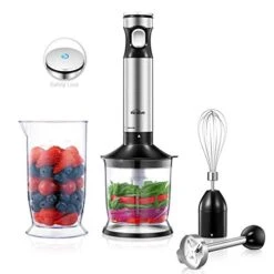 Immersion Blender, AICOK 6 Blades & 10-Speed Multi-purpose Hand Blender With Egg Whisk, Heavy Duty Copper Motor Stick Blender For Baby Food, Smoothies And Soups, 304 Stainless Steel Hand Mixer