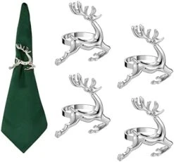 Fall Napkin Rings Set Of 4 - Easter Napkin Rings Silver Leaf Napkin Rings For Casual Place Settings, Holiday Family Dinner, Wedding -Wilton Shop 418mkBCp2nL. AC