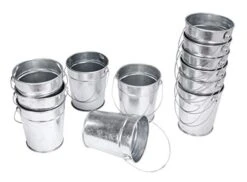 Christmas Decorations, Galvanized Metal Buckets Bulk - 12 Pack - With Handle 4.5 X 5 Inches - Unique Goody Baskets, For Party Favors, Party Accessories And Decorations