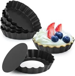5 Inch Quiche Pans With Removable Bottom, Non-stick, Fluted Sides, Mini Tart Pans, Round Shape, Set Of 6 -Wilton Shop 418tNeKjUWL. AC