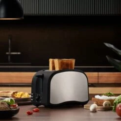 2 Slice Toaster CUSINAID Black Wide Slot Toaster 2 Slice Best Rated Prime With Pop Up Reheat Defrost Functions, 6-Shade Control, Removable Crumb Tray -Wilton Shop 418xKBP8kpL