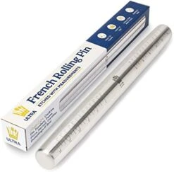 French Rolling Pin For Baking By Ultra Cuisine – Tapered Stainless Steel Design, Professional Or Home Use With Pizza, Cookie, & Pastry Dough, Or Fondant And Pie Crust –Dishwasher-Safe, Size 15.75 In -Wilton Shop 4191G1c97L. AC