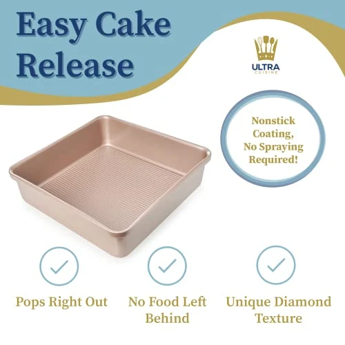 Nonstick Square Cake Pan, Even Baking And Roasting, Easy To Clean, Durable Quality, Warp & Scratch Resistant Texture For Easy Release, Food-Safe, Size 8 X 8 Inch 6 Nonstick Square Cake Pan, Even Baking And Roasting, Easy To Clean, Durable Quality, Warp & Scratch Resistant Texture For Easy Release, Food-Safe, Size 8 X 8 Inch - Image 4