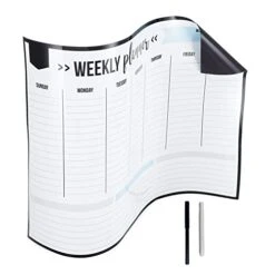 Tinysiry 1 Set Weekly Schedule Record Smooth Writing Erasable Fridge Magnet Whiteboard Kitchen Gadgets White