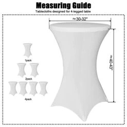 2 Pack Spandex Table Covers, Cocktail Fitted Tablecloths, Round Highboy Stretch Table Cloths For Party, Wedding, Birthday, Banquet, Vendors,Bistro Table,White, 30"-32" Diameter X 40"-43" Height 18 2 Pack Spandex Table Covers, Cocktail Fitted Tablecloths, Round Highboy Stretch Table Cloths For Party, Wedding, Birthday, Banquet, Vendors,Bistro Table,White, 30"-32" Diameter X 40"-43" Height -Wilton Shop 419K4Cf54RL