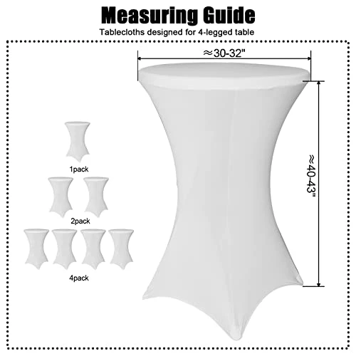2 Pack Spandex Table Covers, Cocktail Fitted Tablecloths, Round Highboy Stretch Table Cloths For Party, Wedding, Birthday, Banquet, Vendors,Bistro Table,White, 30"-32" Diameter X 40"-43" Height 5 2 Pack Spandex Table Covers, Cocktail Fitted Tablecloths, Round Highboy Stretch Table Cloths For Party, Wedding, Birthday, Banquet, Vendors,Bistro Table,White, 30"-32" Diameter X 40"-43" Height - Image 3