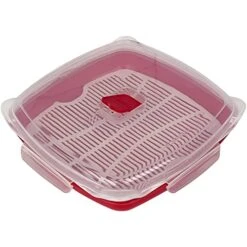 Icrowave Vegetable Steamer For Cooking Food Basket Rice Veggie Microwavable Cooker Pot Exultimate