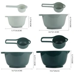8 Pack Classic Nesting Mixing Bowl Set With 4 Measuring Cups, Mixing Bowls With Pour Spouts And Handles(Green) 12 8 Pack Classic Nesting Mixing Bowl Set With 4 Measuring Cups, Mixing Bowls With Pour Spouts And Handles(Green) -Wilton Shop 419SaAtWxLL