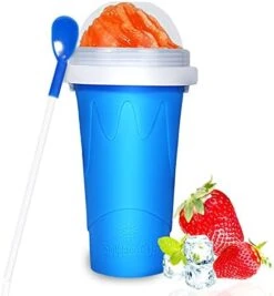 Slushy Cup, TIK TOK Slushie Maker Cup Frozen Magic Squeeze Cup, Ice Cream Maker Cup, Cool Stuff Trending Tiktok Items Homemade DIY Cool Gadgets With Lid & Straw (350ML, BLUE) (Pink) -Wilton Shop 419e aMBUVL. AC
