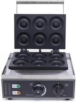 110V Commercial Donut Maker Machine, 7.5cm Electric Stainless Steel Waffle Doughnut Donut Maker Machine Double-Sided Heating With Non-stick Plate For Kitchen, Restaurant (6Pcs/Pan 1500W) -Wilton Shop 419fePmLtML. AC