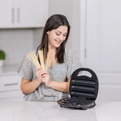 Waffle Corn Dog Maker Large Fits Full Standard Size Got Hot Dogs Cheese On A Stick, Family Fun Experience Quick And Easy Mix Any Batch 3 Corn Dog Maker Non-stick Plate Perfect For Birthday Parties Black -Wilton Shop 419odcgl3BL