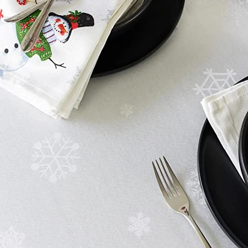 Ve Snowman Engineered Printed Jacquard Fabric Christmas Table Cloth, Christmas Tablecloth For All Winter And Holiday (60" X 84" Rectangular, Believe Snowman) 7 Ve Snowman Engineered Printed Jacquard Fabric Christmas Table Cloth, Christmas Tablecloth For All Winter And Holiday (60" X 84" Rectangular, Believe Snowman) - Image 5