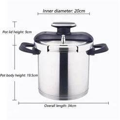 6L Explosion-proof 304 Stainless Steel Pressure Cooker, Pressure Cooker Soup Induction Cooker Gas Universal Pot Large Capacity