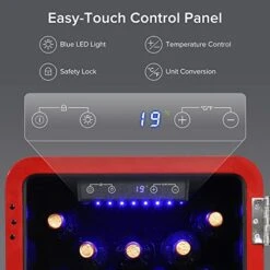 Wine Cooler Countertop Freestanding Wine Cellars Compressor System Champagne Chiller Digital Temperature Control UV-Protective Finish Max Load 24 Standard Bottle, Red -Wilton Shop 419yzxbZIEL