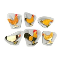 Fondant Molds 6 Pieces Easter Silicone Mold Hen Rooster Chocolate Cake Decoration DIY Drop Glue Mold Flip Sugar Silicone Mold