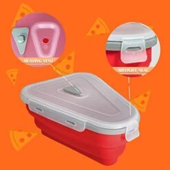 Reusable Pizza Storage Container, Pizza Container Expandable With 5 Microwavable Serving Trays, Adjustable Silicone Pizza Box To Organize Save Space, Microwave Dishwasher Safe-Red -Wilton Shop 41A1DJkAygL