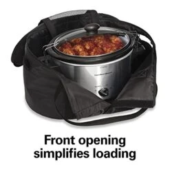 Hamilton Beach Portable Slow Cooker Travel Bag, Insulated Carrier Case For 4, 5, 6, 7 & 8 Quart Crock, Internal Mesh Net Holds Pot In Place, Compatible With Other Brands, Black (33002) -Wilton Shop 41A5MD5j8bL