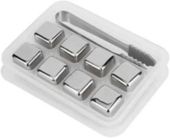 Whiskey Wine Stones Reuseble 304 Stainless Steel Ice Cubes Ball With Box Bar Party Supplies, Drink Wine Cooler With Ice Tongs(8 PCS+Ice Clips) -Wilton Shop 41AG6 fEWhL. AC