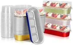 Disposable Mini Loaf Pans With Lids, 50pcs 6.8oz Aluminum Foil Narrow Cake Pans,Rectangle Cupcake Baking Cups Ramekins Tins Liners Containers Flans For Bread Muffin Brownie Cheesecake(Gold) 18 Disposable Mini Loaf Pans With Lids, 50pcs 6.8oz Aluminum Foil Narrow Cake Pans,Rectangle Cupcake Baking Cups Ramekins Tins Liners Containers Flans For Bread Muffin Brownie Cheesecake(Gold) -Wilton Shop 41ATm6XtvL. AC