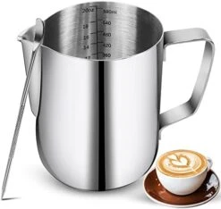 Milk Frothing Pitchers 12oz, Stainless Steel Espresso Steaming Pitchers With Decorating Pen Coffee Milk Frother Cup With Scale Cappuccino Latte Art Barista Steam Pitchers Milk Frother Cup -Wilton Shop 41AVlVawTrL. AC